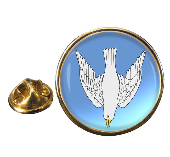 Dove Descending Round Pin Badge